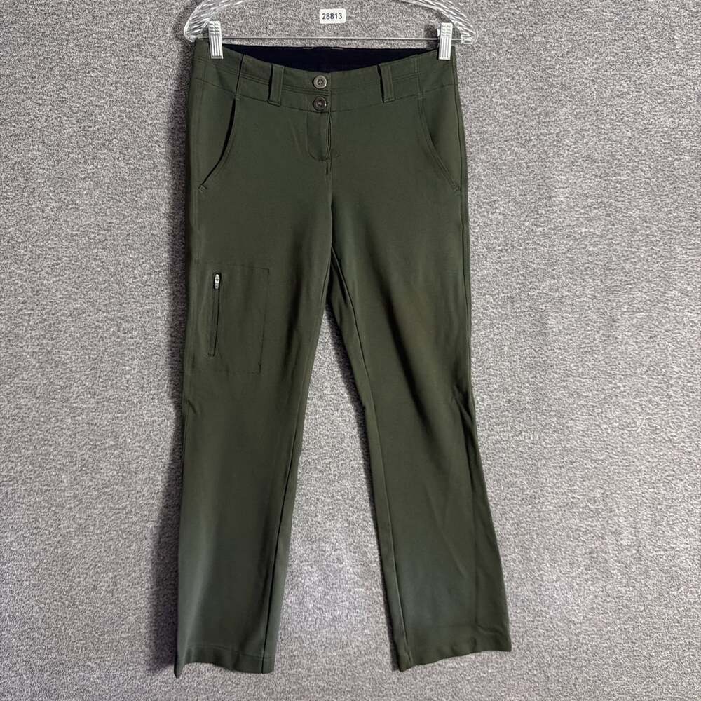 Title Nine Women's Size 4 Green Rayon Stretch Straight Leg Zip Pocket Pants